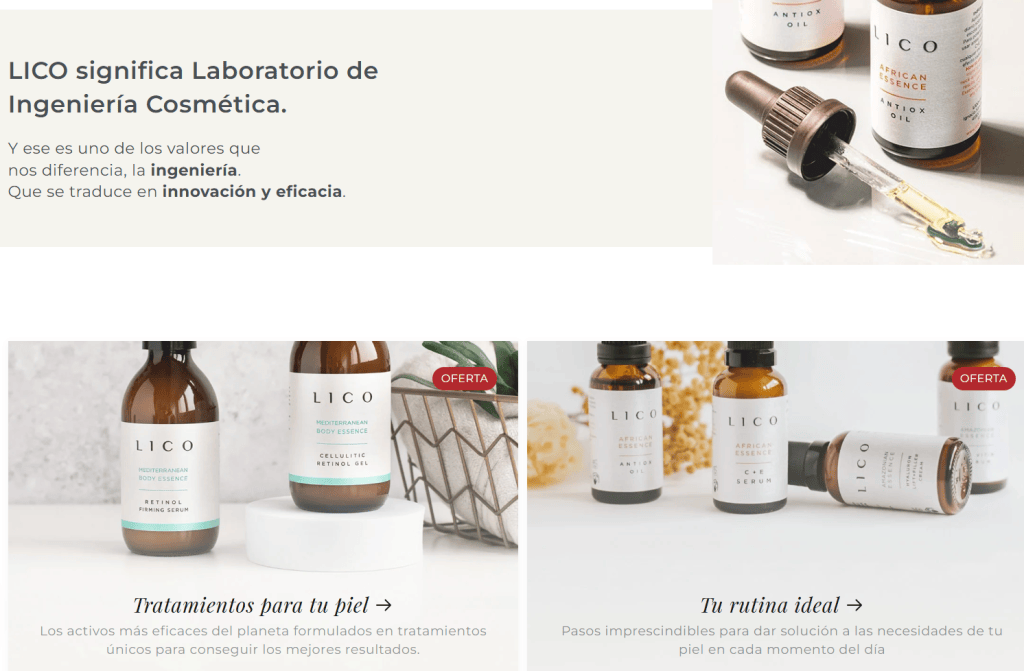 Lico es un ecommerce de ingeniería cosmética
